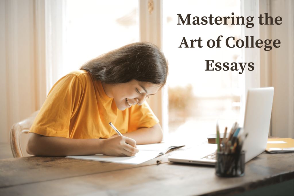 Student writing their college easy. Mastering the art of college essays